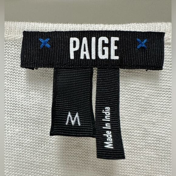 Paige denim 100% linen lace sleeve white top size medium - Picture 2 of 5